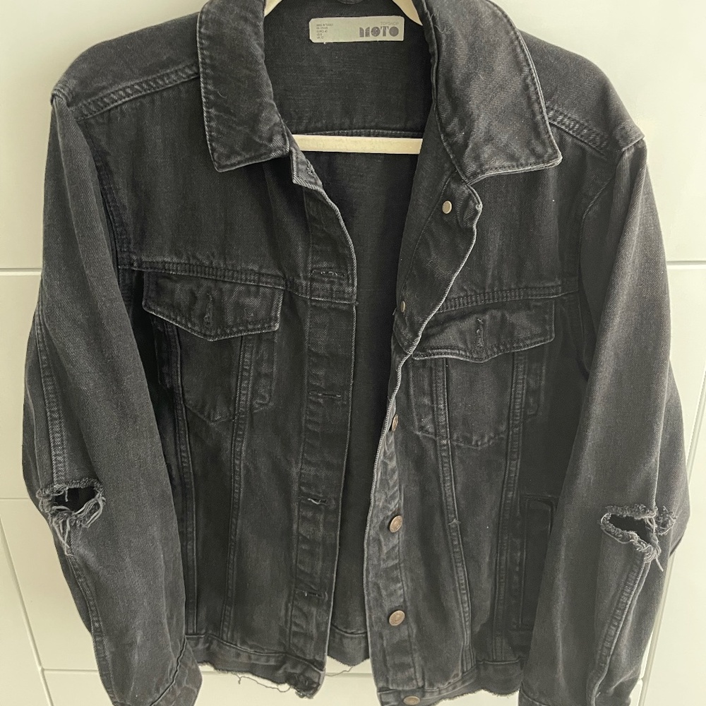 Topshop black distressed denim jacket